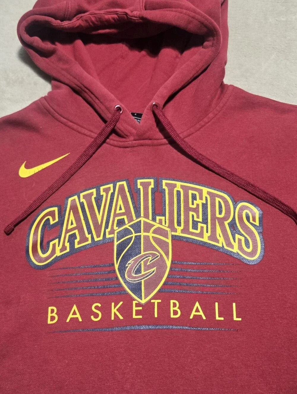 Nike Cleveland Cavaliers Maroon Hoodie Sweatshirt Swoosh Mens Size Large